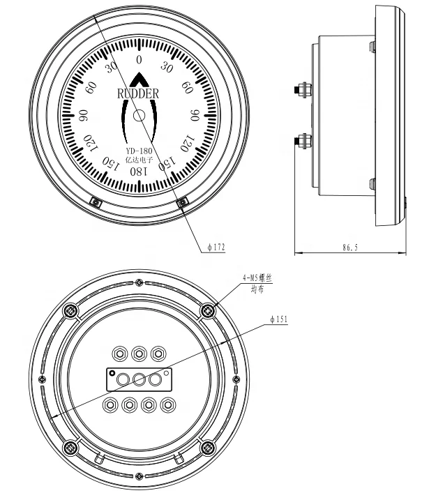 Set completo dell'indicatore del ricevitore dell'angolo del timone del segnale digitale FD-8