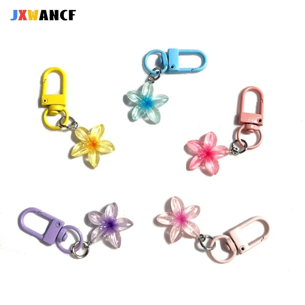 

JXWANCF Car Sticker Colored Transparent Flower Keychain Pendant for Women Girls Fashion Exquisite Bag Decoration Keyrings