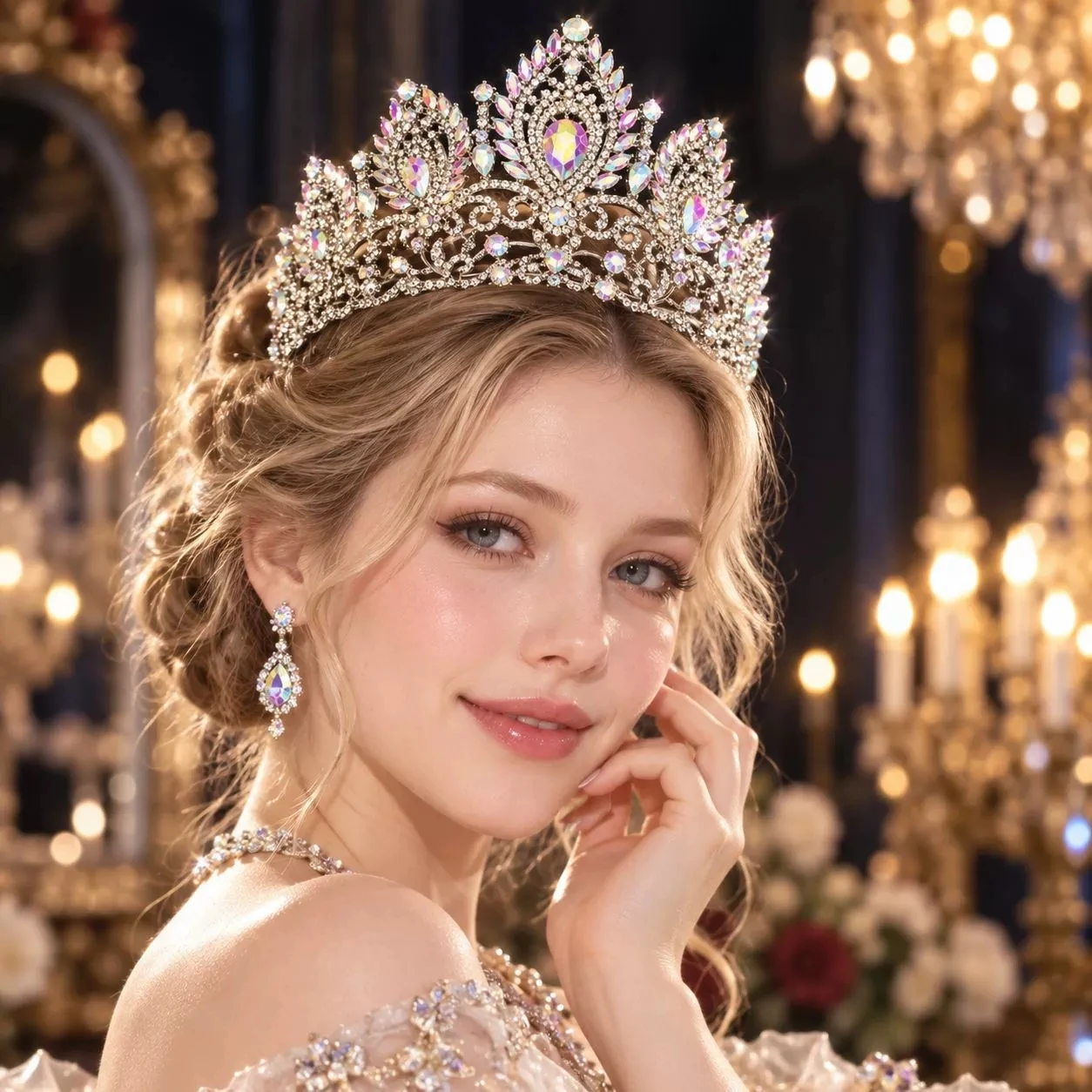 Thai Rhinestones Bridal Hair Crown Light Luxury Lavish Wedding Banquet Headwear for Beauty Pageant Fashion Show Award Ceremony