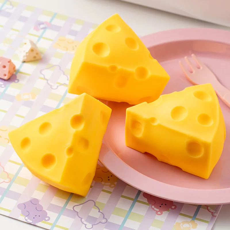 Simulação de queijo brinquedos mole, bolas de alívio do estresse, descompressão, recuperação lenta, brinquedo sensorial para crianças, lembranças de festa de aniversário