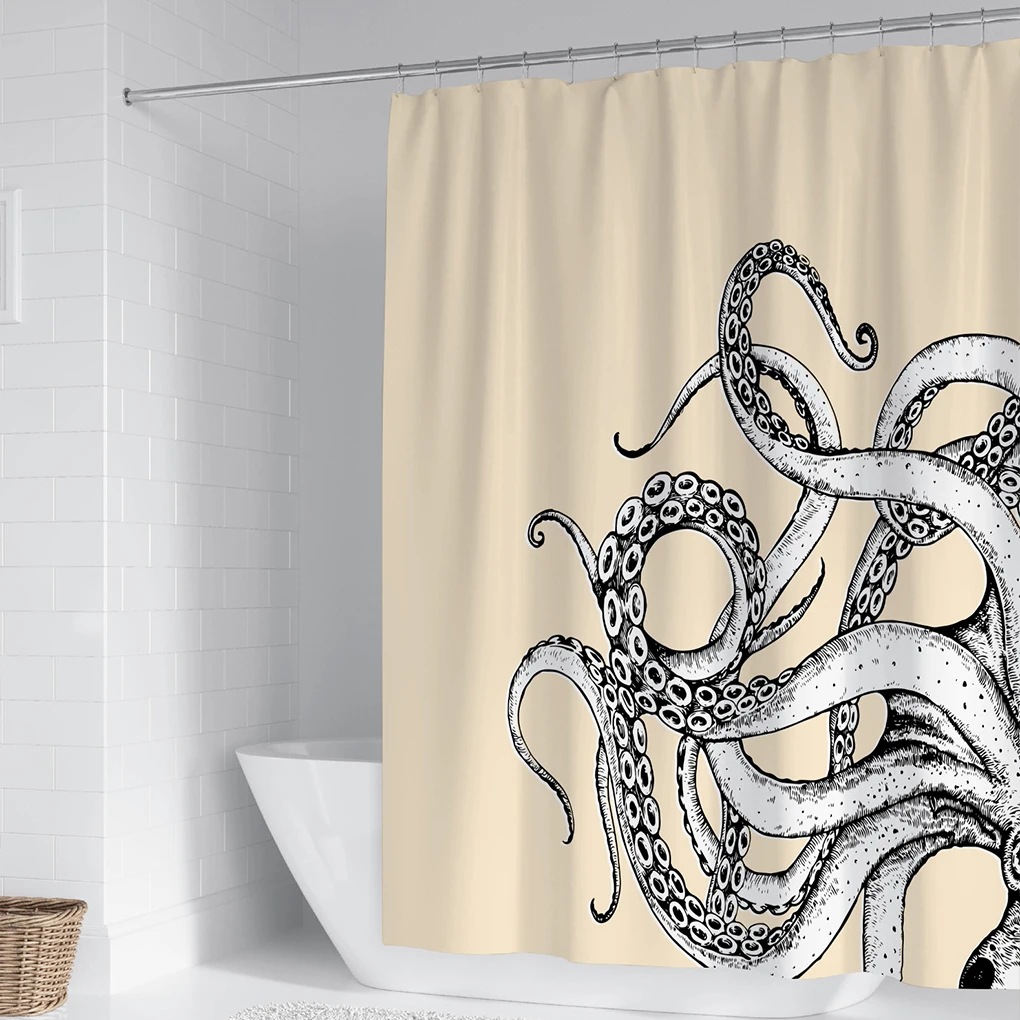 Show Personality Funny Shower Curtains Funny Black And White Sea Monster Animal Goth Fabric Shower YL490-2