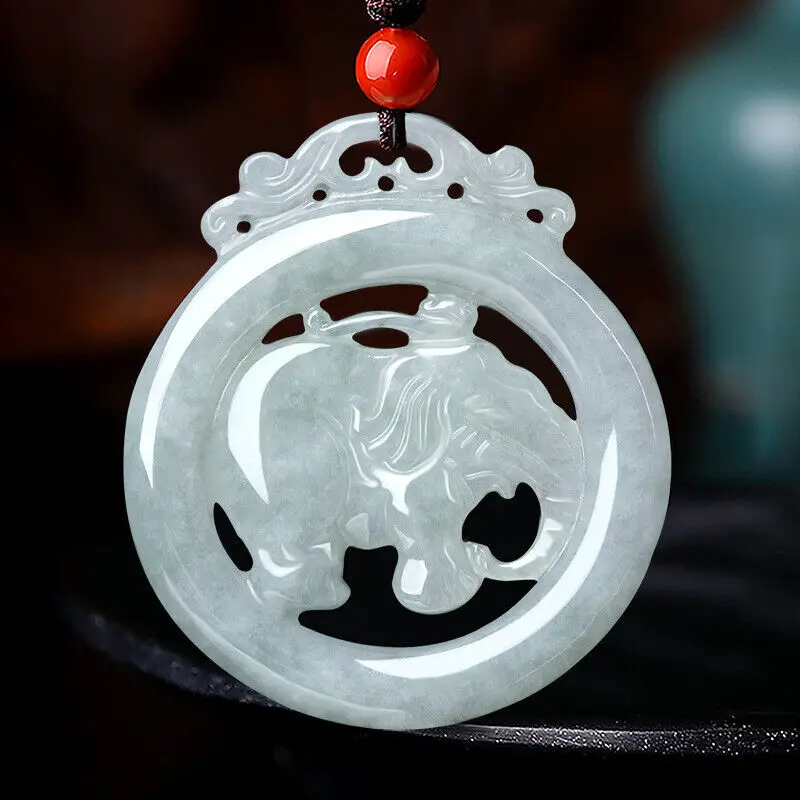 

Natural Myanmar Grade A Jade Jadeite Lucky Men Women Elephant Circle Pendant