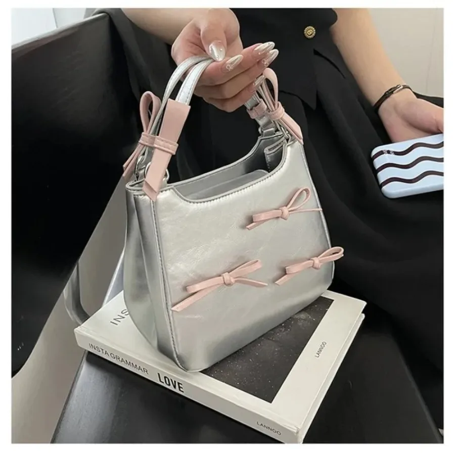 

Senior texture bow foreign-style shoulder bag female commuter bag Korean spring and summer new large-capacity sweet handbag