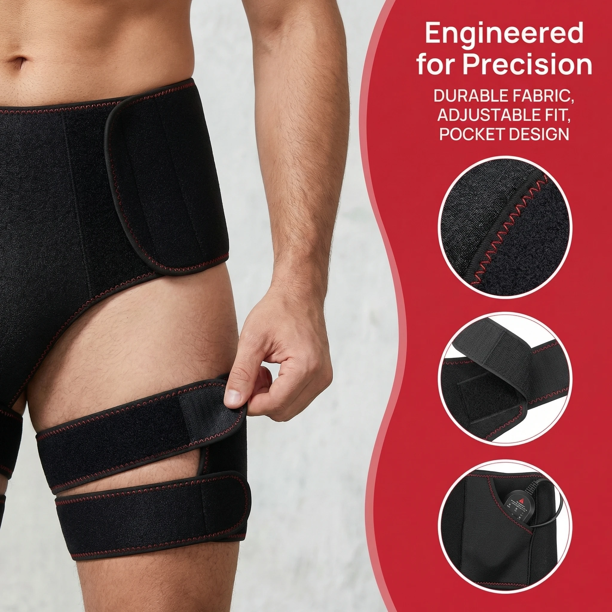 Heated Waist Hip Support Brace with Vibration Massager Heating Pad Hot Waist Thigh Buttock Wrap Hip Relief