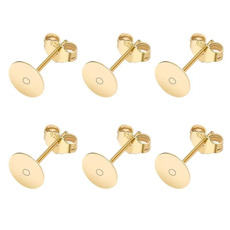 50 stks/partij 925 Verzilverd Blank Post Earring Studs Base Pin Met Oorbel Plug Bevindingen Oor Terug DIY Sieraden Maken Accessoires