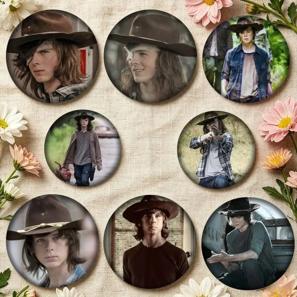 Carl Grimes Classic W-Walking D-Dead 25 32 44 58 75mm Badges Personalized Round Brooches Pins Accessory Gift