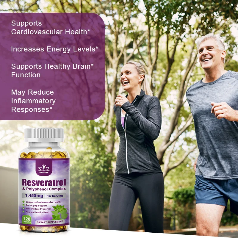 Suplemento cápsula de resveratrol, vitamina C, salud de la piel, antioxidante, apoya la salud general y el metabolismo,