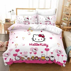 Cartoon Hello Kitty Pattern Print Bedding Comforter Quilt Bed Cover Duvet Cover Pillow Case 2-3 Pieces Sets Kids Adult Size