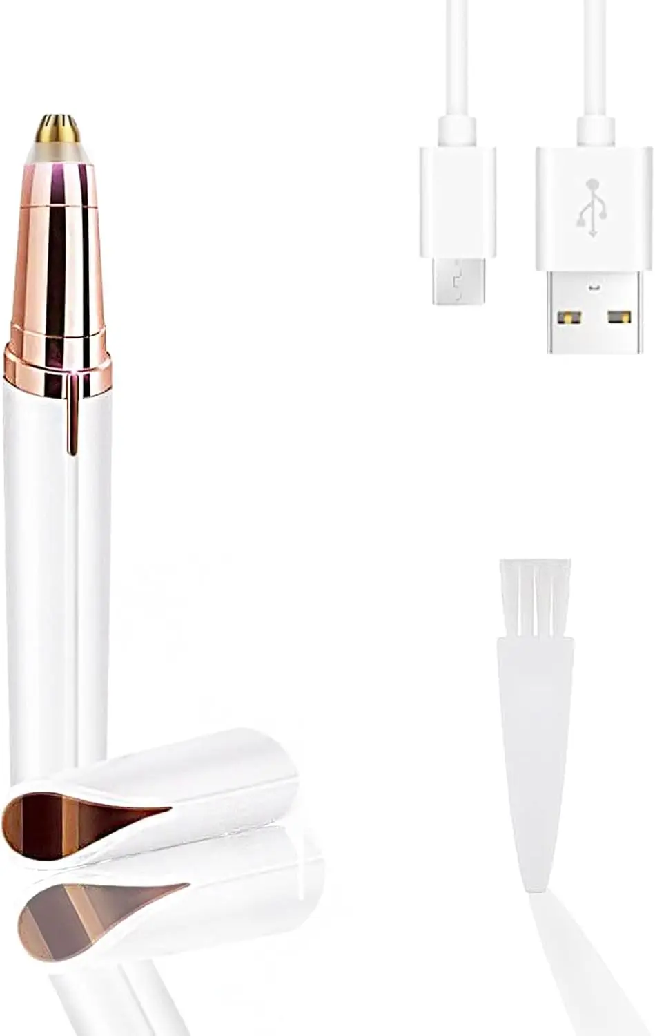 

USB-перезаряжаемый триммер для бровей для женщин, безболезненный прибор для удаления волос на лице, ногах и в области рта, безопасный и точный инструмент.