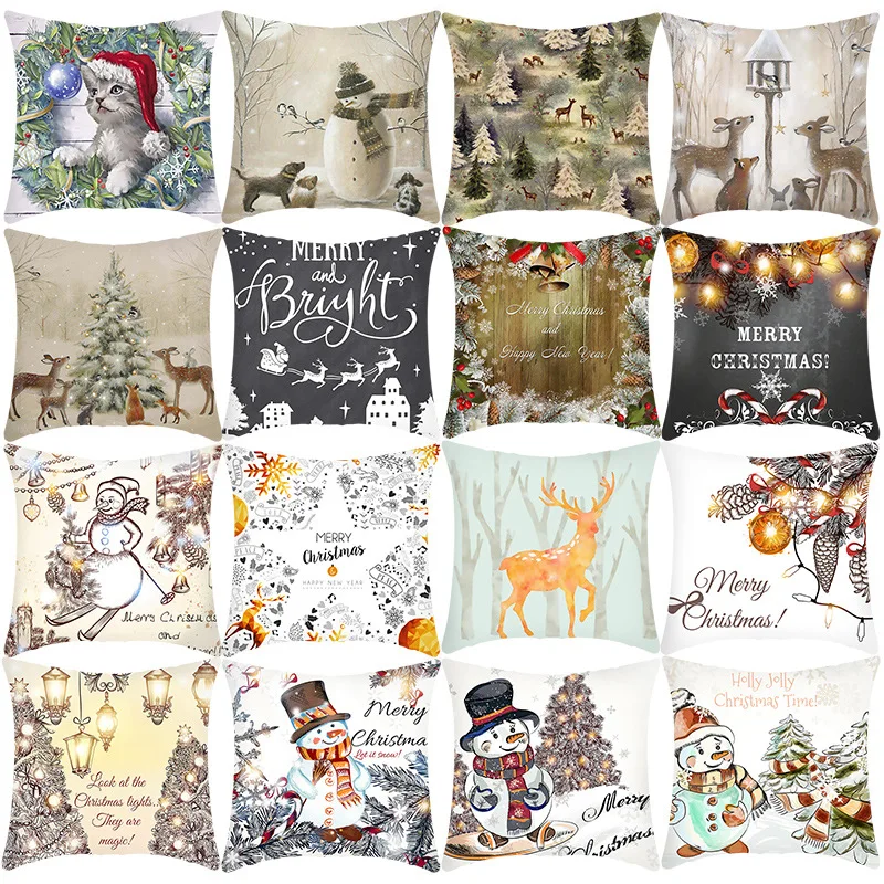 Christmas Pillow Cases Cross-border Holiday Home Sofa Office   Wholesale