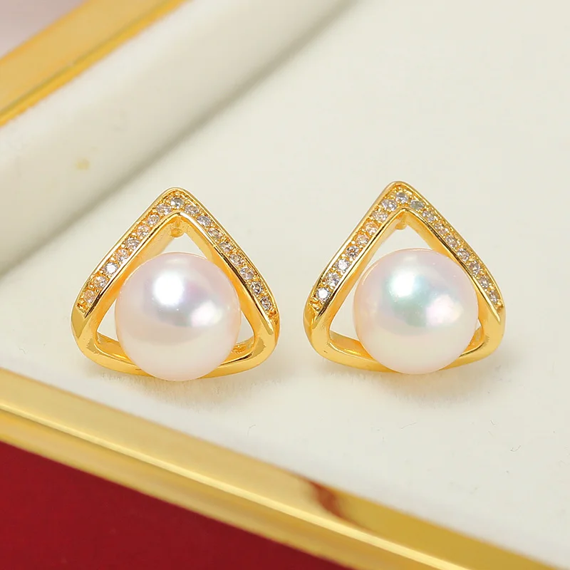 1Pair E265 Gold Plated Copper S925 Silver Needle Pearl Stud Earrings Findings Jewelry Making DIY Jewelry Accessories