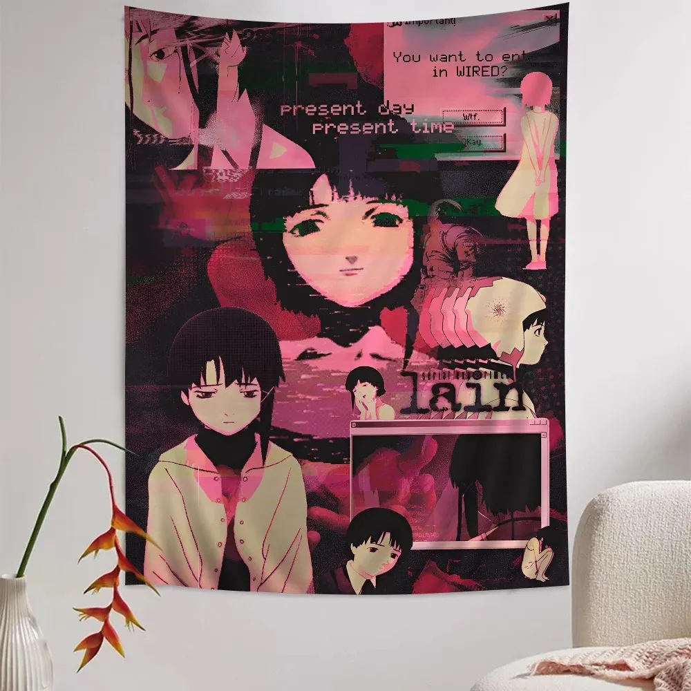 VIKAMA Anime Tapestry Blue Purple Cyberpunk Style Living Room Bedroom Backdrop Room Wall Decoration Tapestry