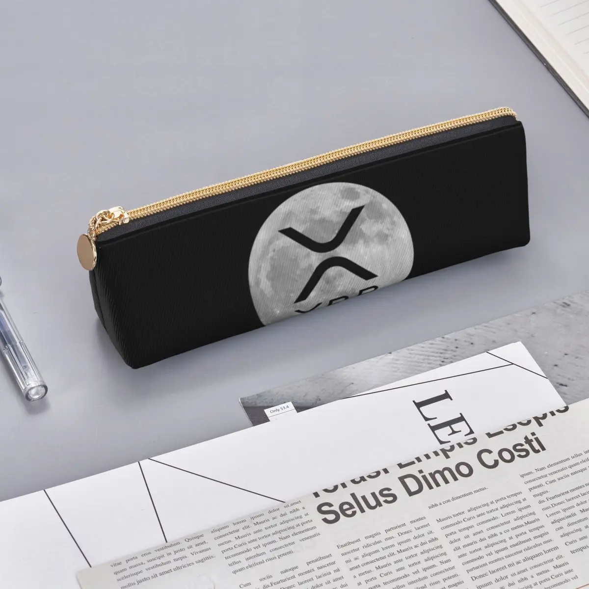 Ripple XRP Bitcoin Cryptocurrency Pencil Case for Students Gifts Pen Box Pencil Bag Stationery Supplies Pen Holder Bag