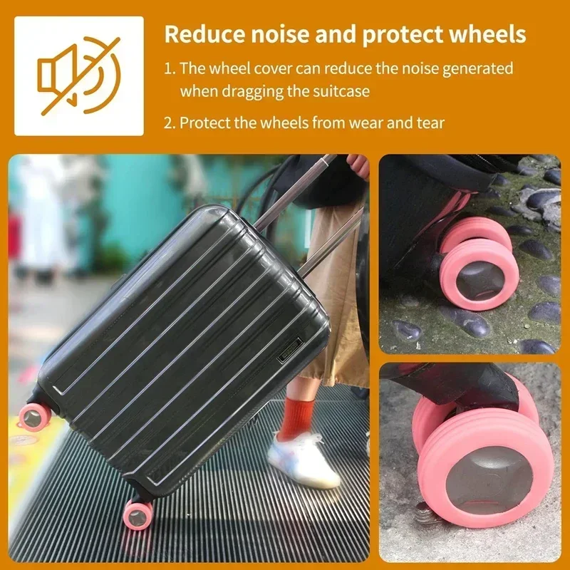 8/4PCS Luggage Wheels Protector Silicone Wheels Caster Shoes Travel Luggage Suitcase Reduce Noise Wheels Cover Accessories