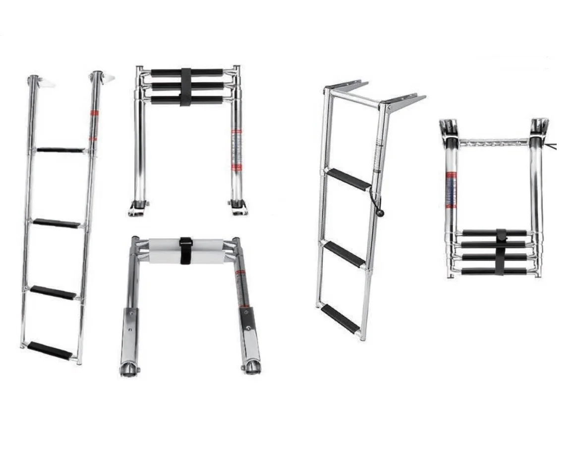 SS Telecscoping Drop Ladder,mirror Polished Marine Boat Accessory,telescopic Adjustable Support Steps Foldable Boarding Ladders