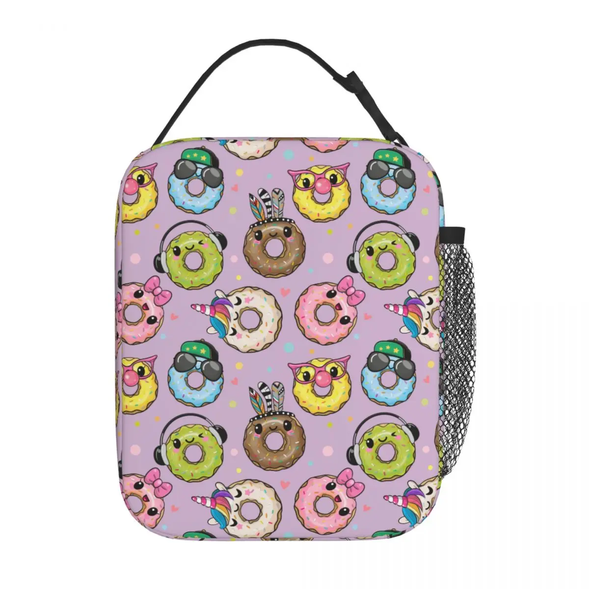 Bolsas de almuerzo aisladas, accesorios de donas de animales de dibujos animados, encantadora caja de comida de Donuts, enfriador térmico Y2K, Bento Box para viajes