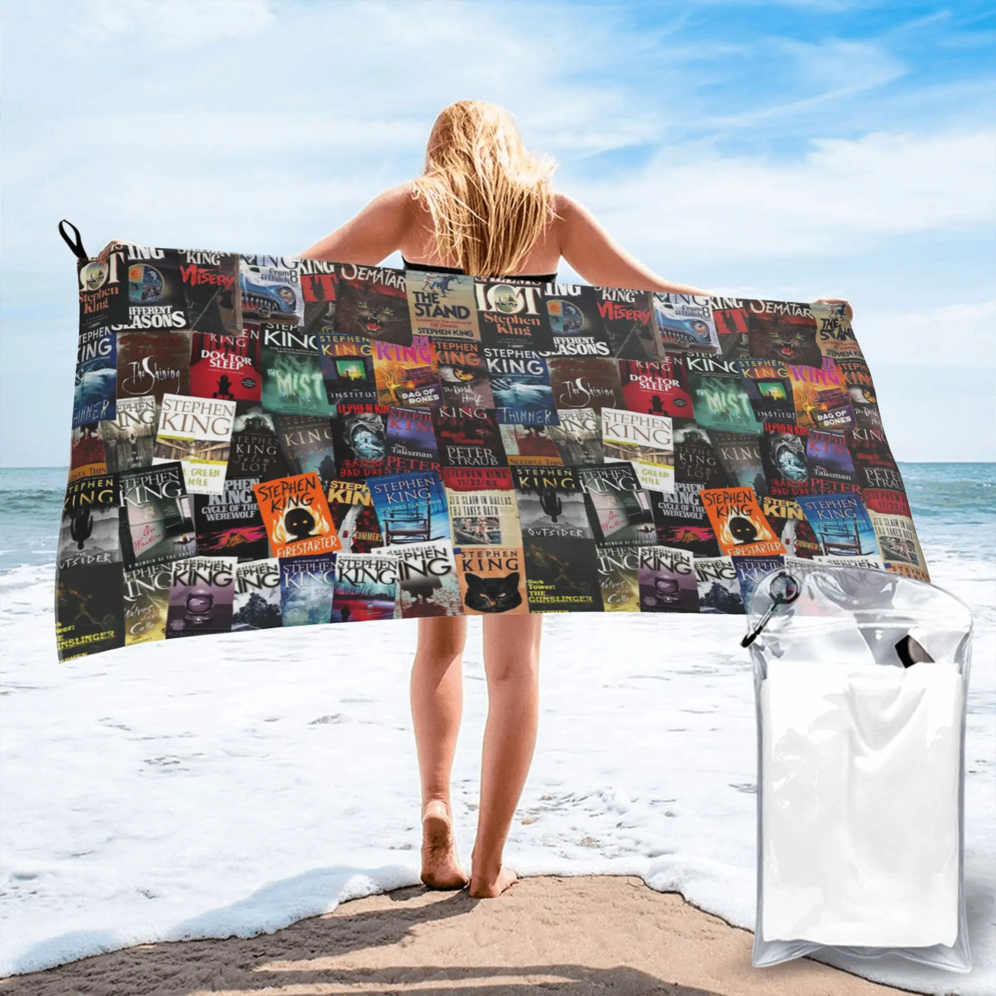 Stephen King Book Covers, Horror Bookworm Beach Towel Soft Microfiber Quick Dry Absorbent Quick Towels For Yoga