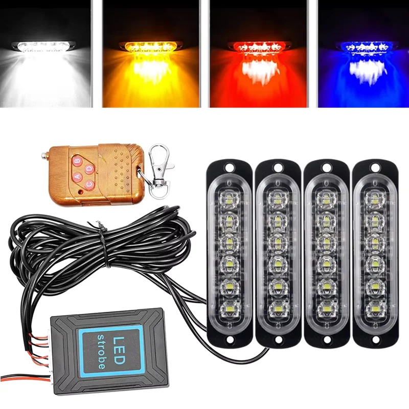 24LED Strobe Lights Emergency Flashing Beacon Police Light Lighting 12V 24V Car Truck Trailer Strobos Warning Lamp Stroboscopes