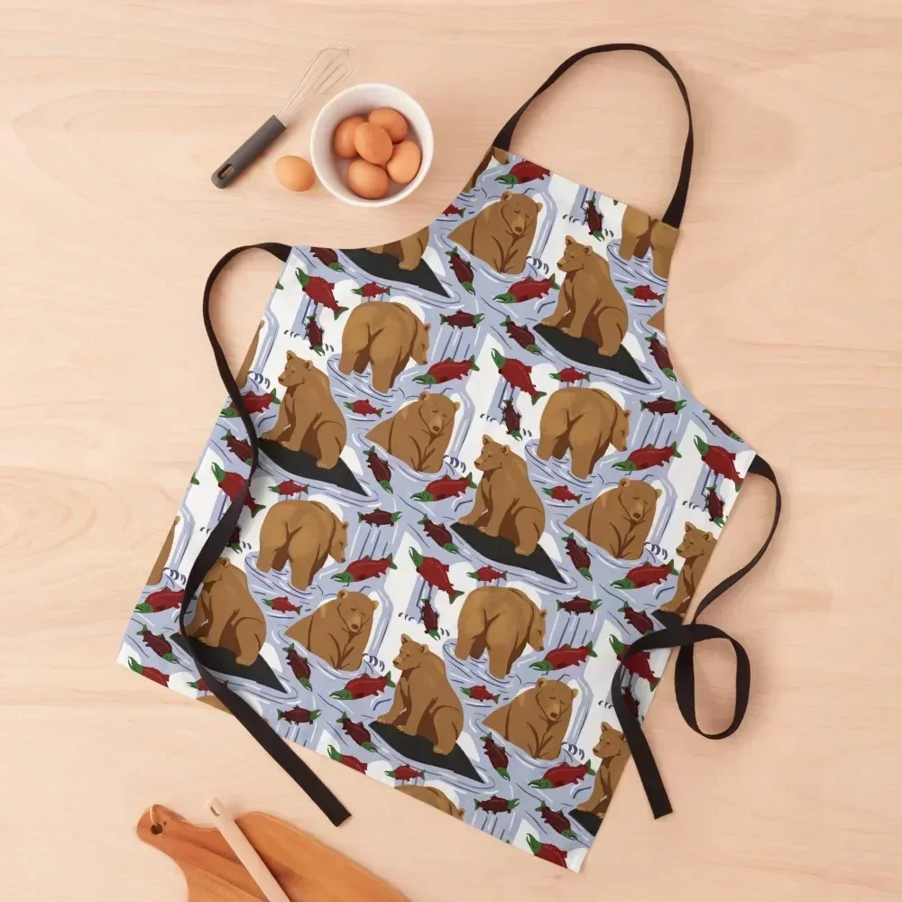 

Katmai Bears Repeating Pattern Apron Cooking Kitchen Supplies men's barbecue Things For The Home Apron