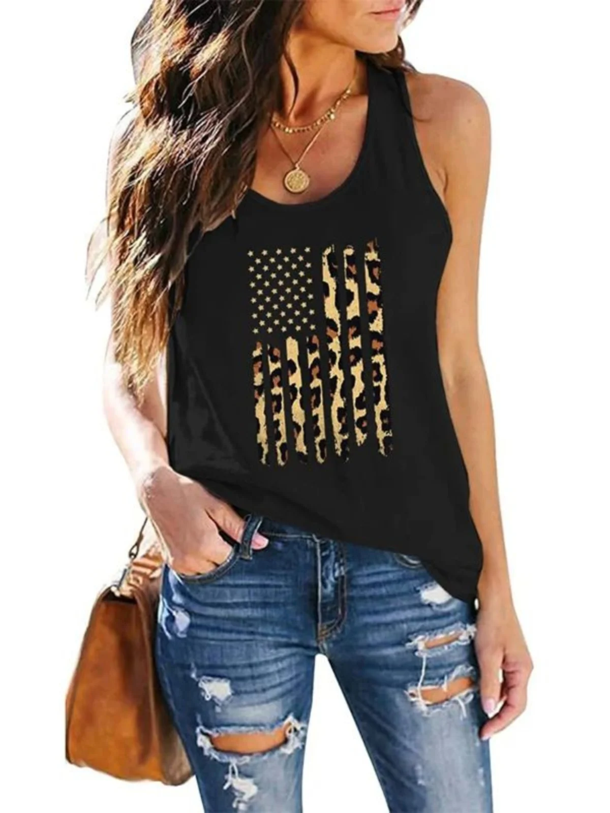 Damska modna, codzienna koszulka bez rękawów z nadrukiem 3D, luźny krój, top na ramiączkach, inne materiały, 00% [materiał], nowości na lato.