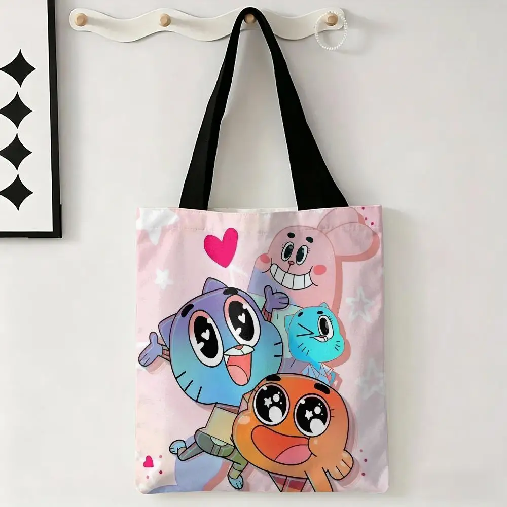 A-Amazing World G-Gumball Storage Bags Canvas Double-Sided Print Tote Bag Large Capacity Shoulder Fashion Shopping Handbag
