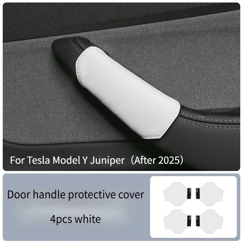 Capa Protetora de Couro para Maçaneta Interna de Porta para Tesla Model 3 Model Y Juniper 2026 - Acessórios Internos Automotivos