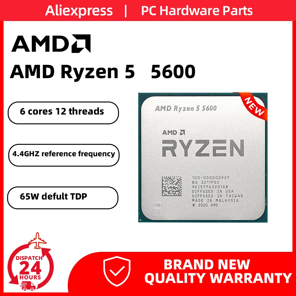 새로운 AMD Ryzen 5 5600 CPU 6코어 12스레드 R5 5600 3.5GHz AM4 프로세서 7NM L3=32M 소켓 AM4 B550 Arous Elite 마더보드용