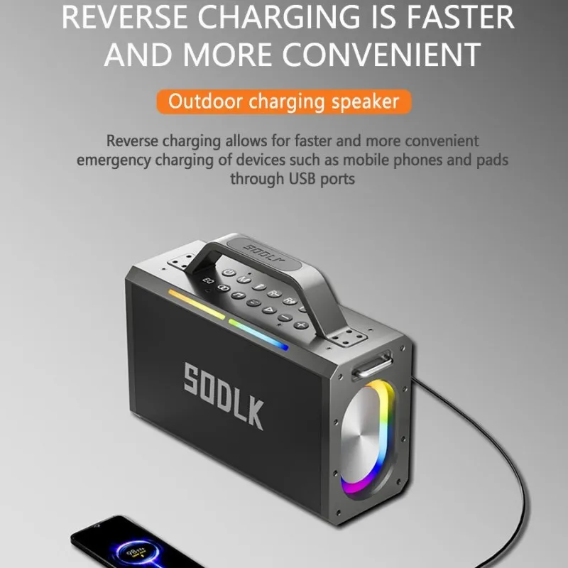 SODLK 200W Portable Bluetooth Speaker Wireless TWS Outdoor Mobile Power Waterproof Speaker Karaoke Stereo Surround Bass Speaker