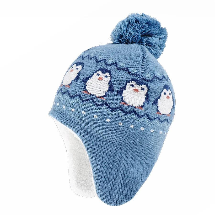 Connectyle Baby Boys Girls Winter Skull Cap Mittens Soft Scarf Knitted Fleece Lined Outdoor Warm Earflaps Cute Multi Piece Set