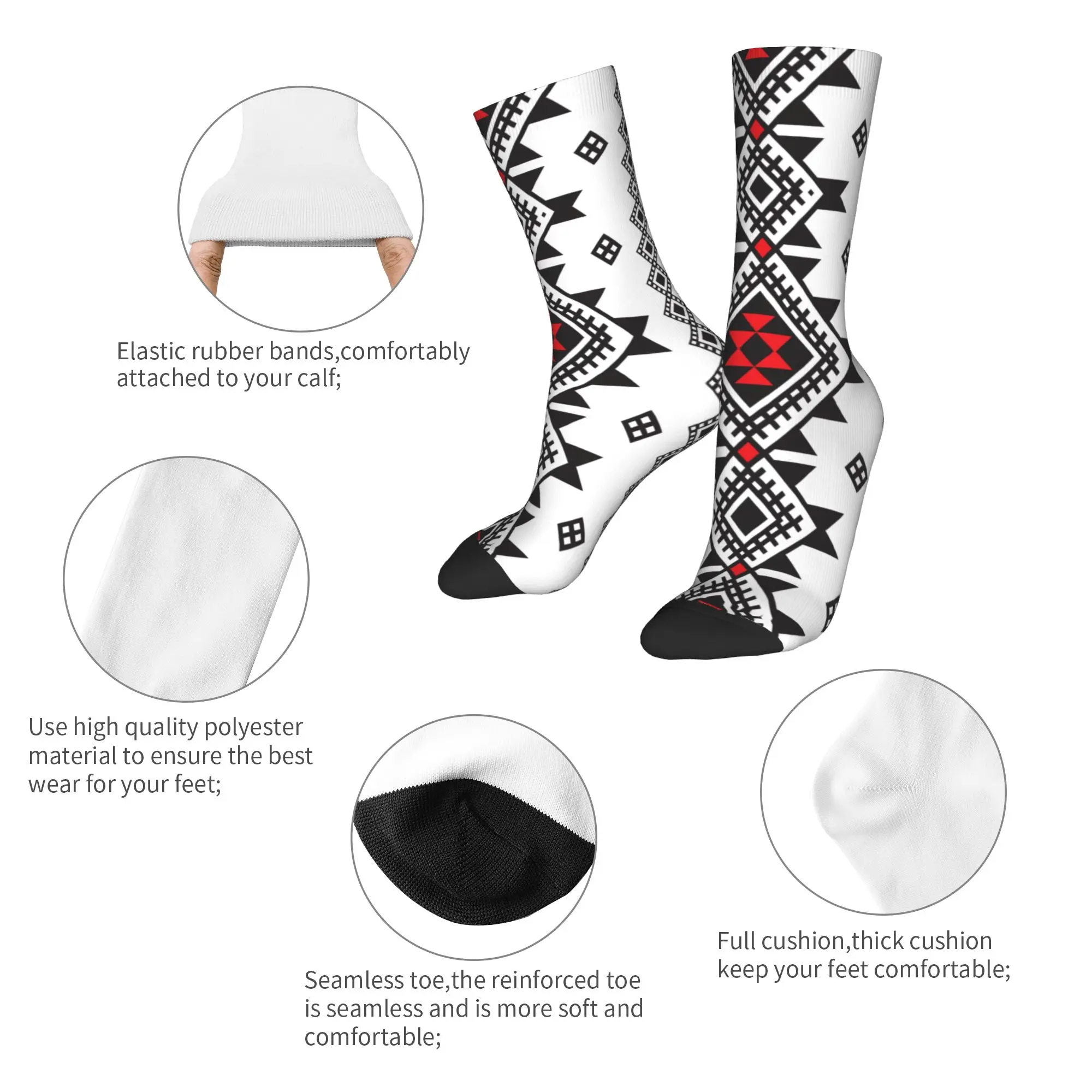 Custom Funny Kabyle Amazigh Carpet Socks Men Women Warm 3D Print Africa Geometric Morocco Style Sports Football Socks