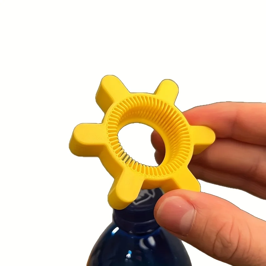 1pc Twist CapOpener per bottiglie/plastica gialla, impugnatura ergonomica, attrezzatura durevole per bevande. Attrezzo da cucina compatto e robusto, regalo di Natale