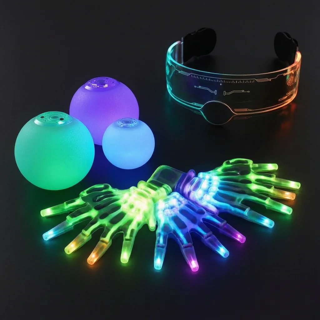 Luminous LED Dress Halloween Party Performance Costume with Glowing Gloves and Glasses Collection