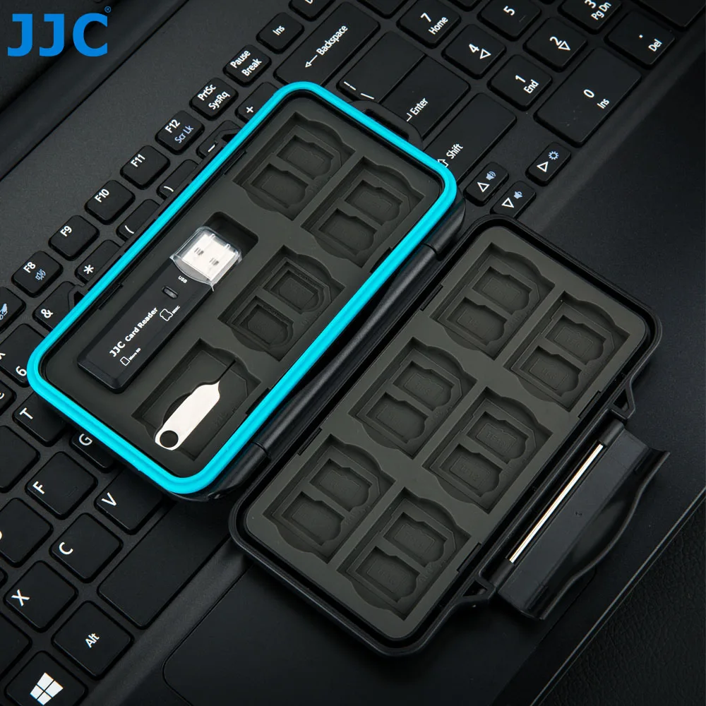 JJC Memory Card Case SD Memory Card Holder for SD SDHC SDXC Micro SD MicroSD TF Micro SIM Nano SIM Card Organizer Storage Box