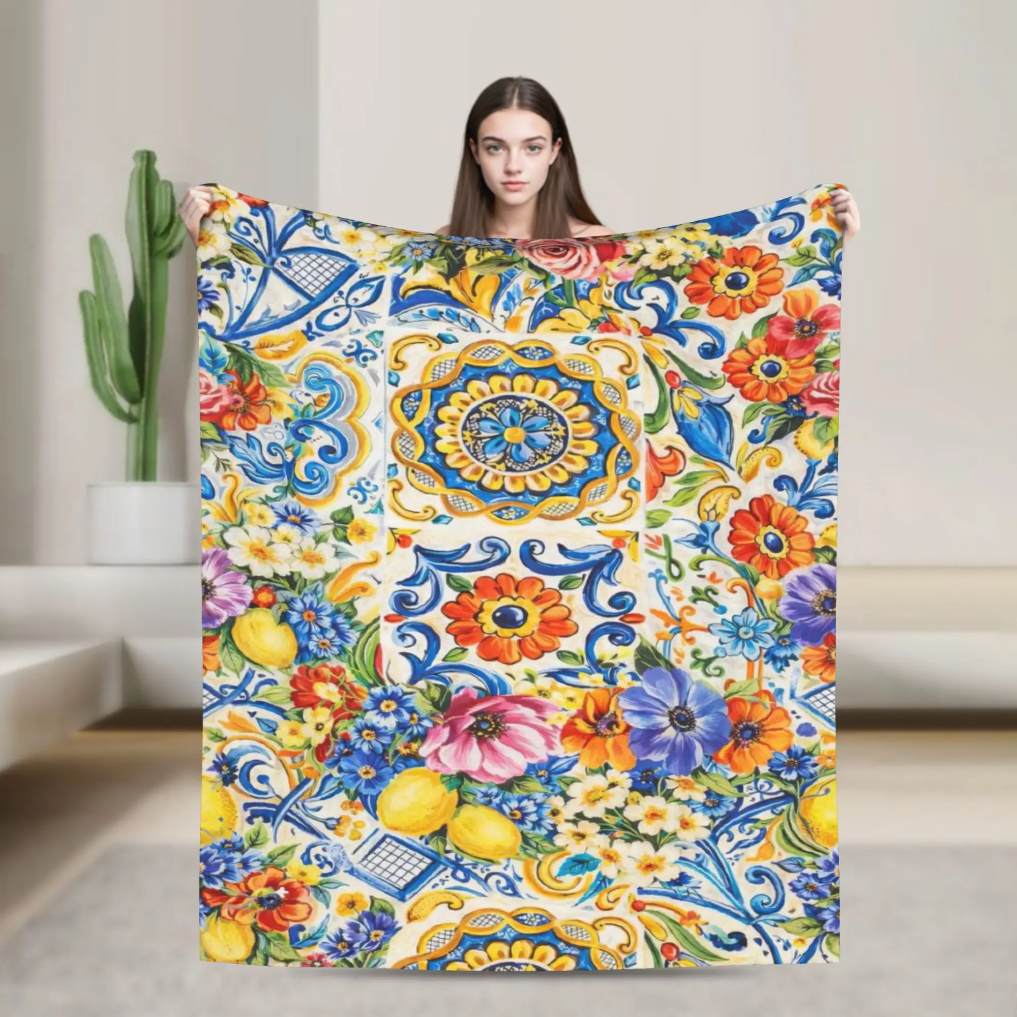 Italy Cute Print Sicilia Sicily Love Trinacria Soft Blankets  Funny Picnic Throw Blanket Couch Chair Flannel Sofa Bed Cover