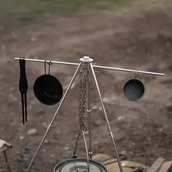 Camping Hanging Pot Tripod Stand Bracket Folding Tripod Hanger Portable Picnic Kettle Tableware Rack For Camping Accessories
