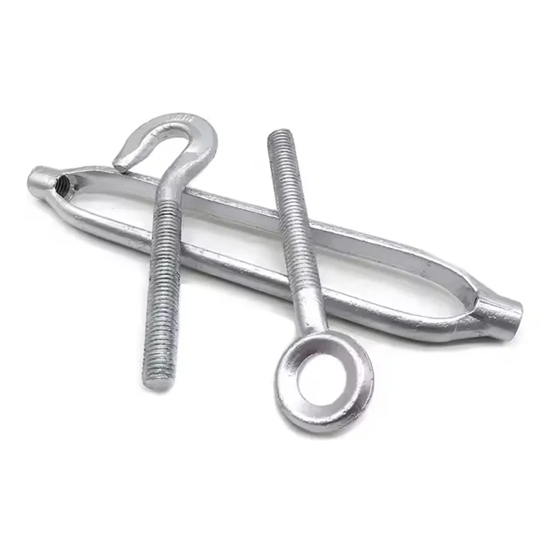 DIN1480 Galvanized C-0 Type Turnbuckle Screw Wire Rope Cable Tightener Open Body  Galvanized Turnbuckle Eye-hook