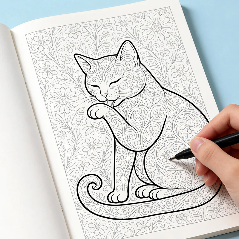 A Hand Drawn Coloring Book for Adults To Relieve Anxiety and Calm Down, A Copy Line Drawing Coloring Book 24 Pages Excluding Pen