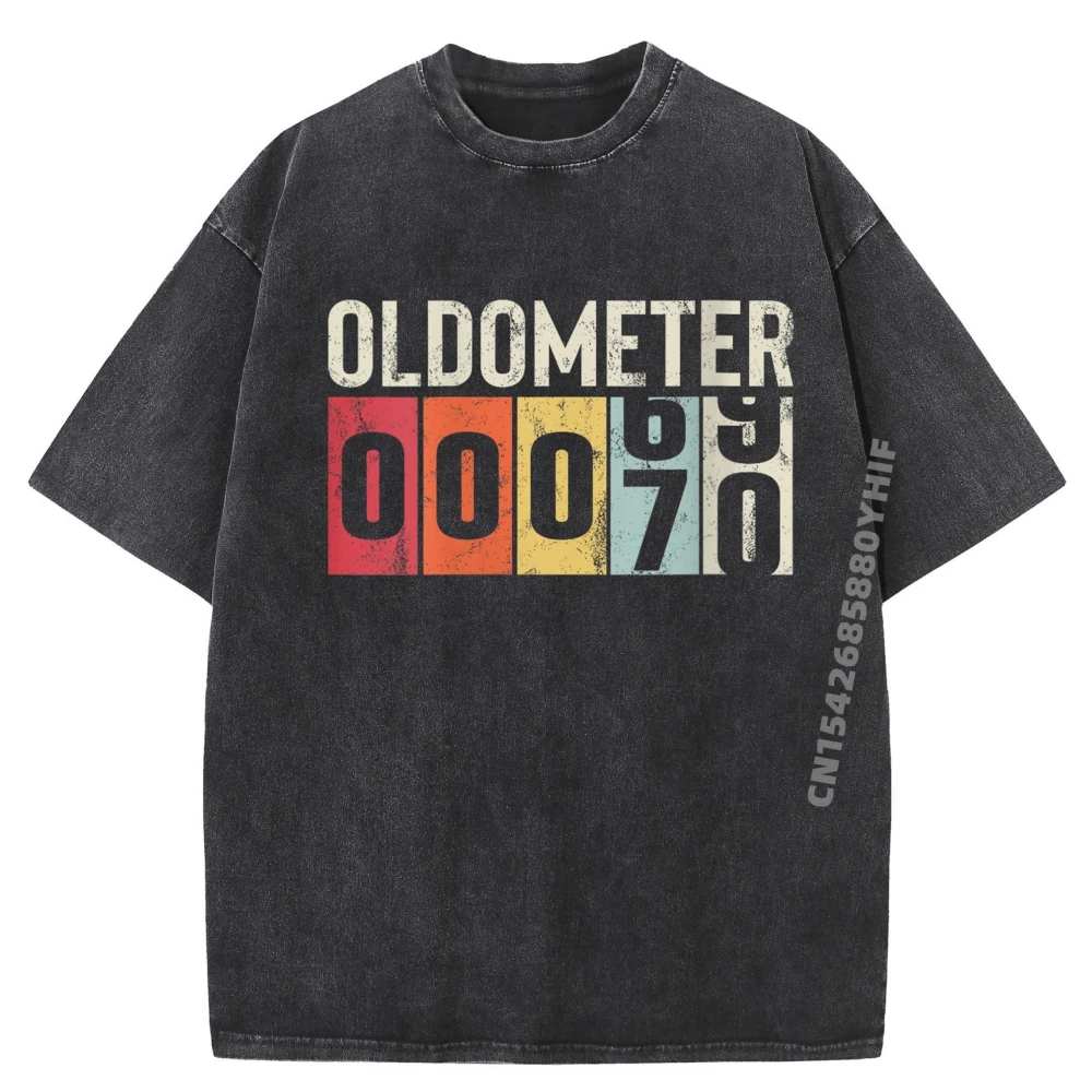 

Mens Printed Tshirt Funny 70 Years Old Oldometer Odometer Clothing Graphic Tees Mens Vintage Washed Shirt