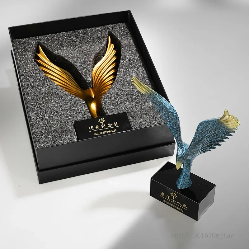 Customizable High-End Eagle Shaped Resin Trophy Ornament, Creative Honents' Medal, Annual Meeting Awards, Home Decor Crafts, 1Pc