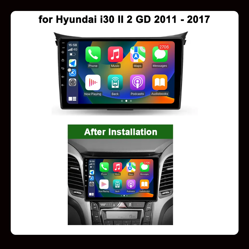 Reproductor multimedia para coche, navegador GPS con Android OS, Carplay, WIFI, DSP, estéreo, No 2 din, herramientas automáticas, para Hyundai i30 II 2 GD 2011 - 2017