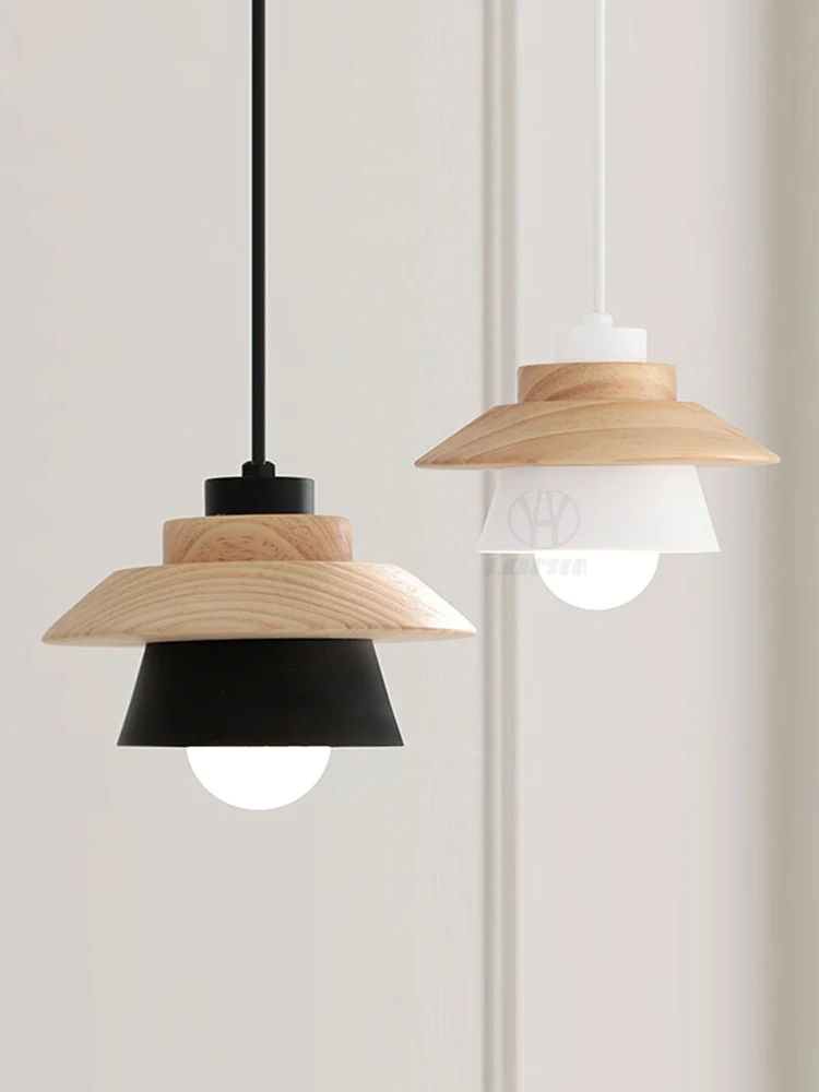 

GEW Nordic Decor Pendant Lights Suspension Luminaire, E27 Aluminum Wood Pendant Lamp Modern Light Fixtures Black White