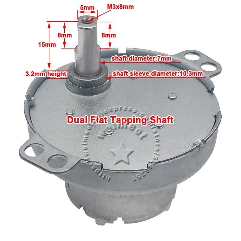 JS-50T(S) DC Gear Motor 3-24V High Torque Reduction Motor 2-200RPM Electric Micro Motor Dual-D Shaft Metal Housing Plastic Gear