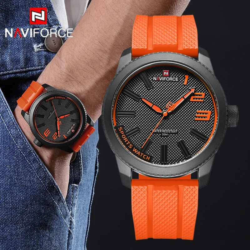 NAVIFORCE Top Brand Men's Wristwatch Luxury Waterproof Man Watch Silicone Strap Sport Military Business Quartz Male Clock Gift
