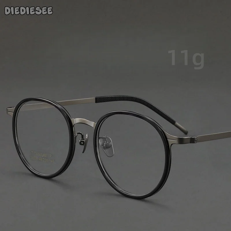 

DIEDIESEE New Retro Pure Titanium Elliptical Small Frame Myopia And Farsightedness Optical Prescription Glasses Frame 26006