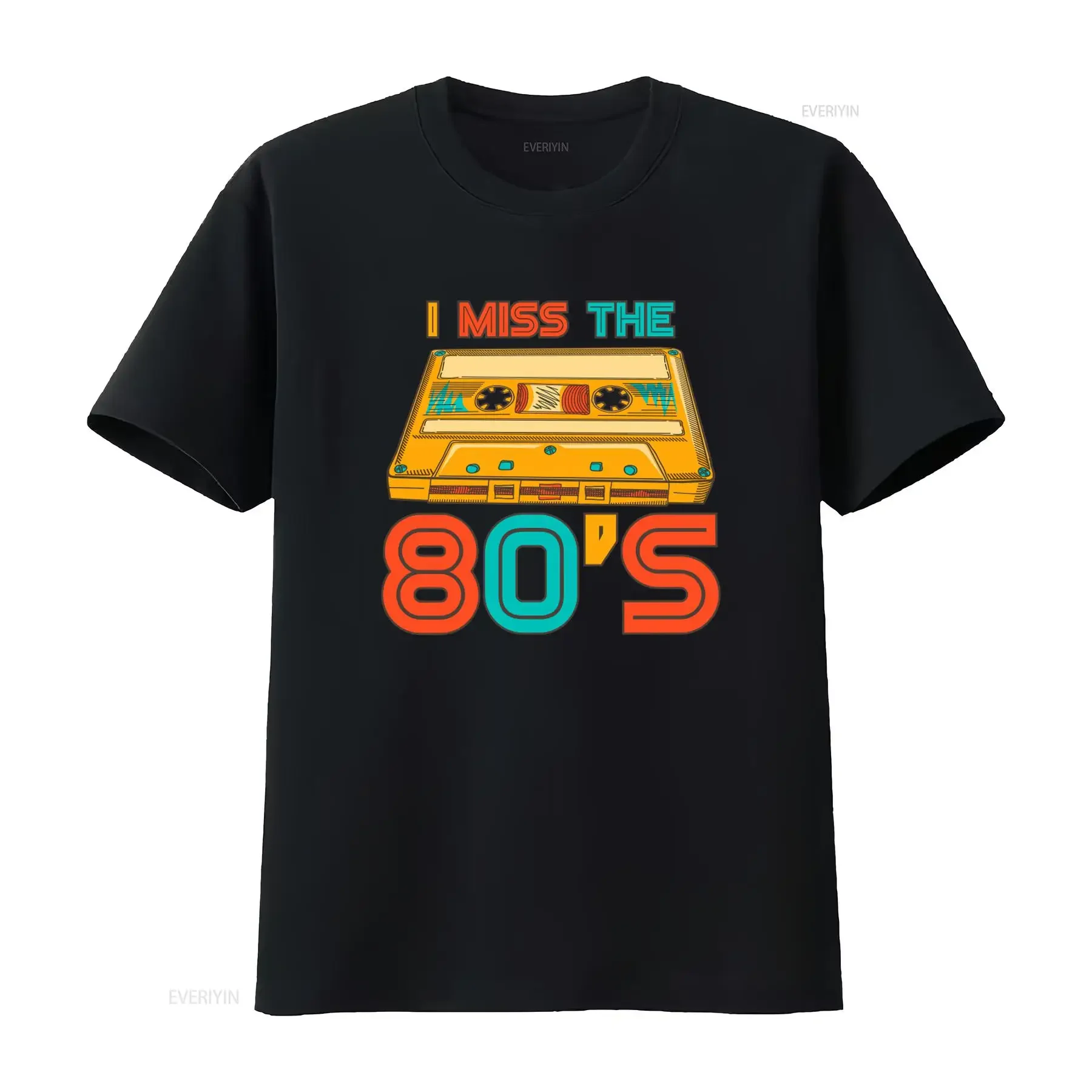 I Miss The 80s Vintage Cassette Tape T Shirt Retro Music Hip Hop Costume Party Vibe Clothing Present vintage Washed Versatile
