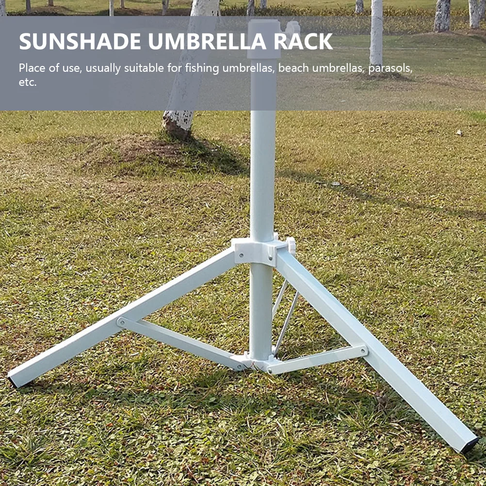 Ferro tripé Stand para quintal parasol, praia Umbrella Base, Outdoor Sunshade Rack Holder, branco