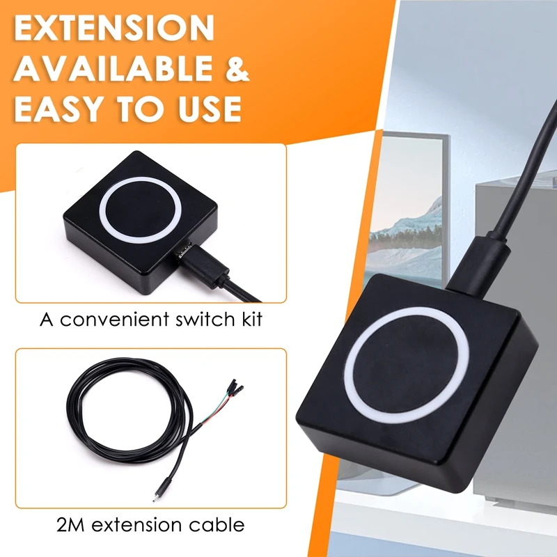 PC Power Button Desktop Power Switch PC External Start Power On/Off Button Magnetic Self-Reset Button Metal Shell RGB