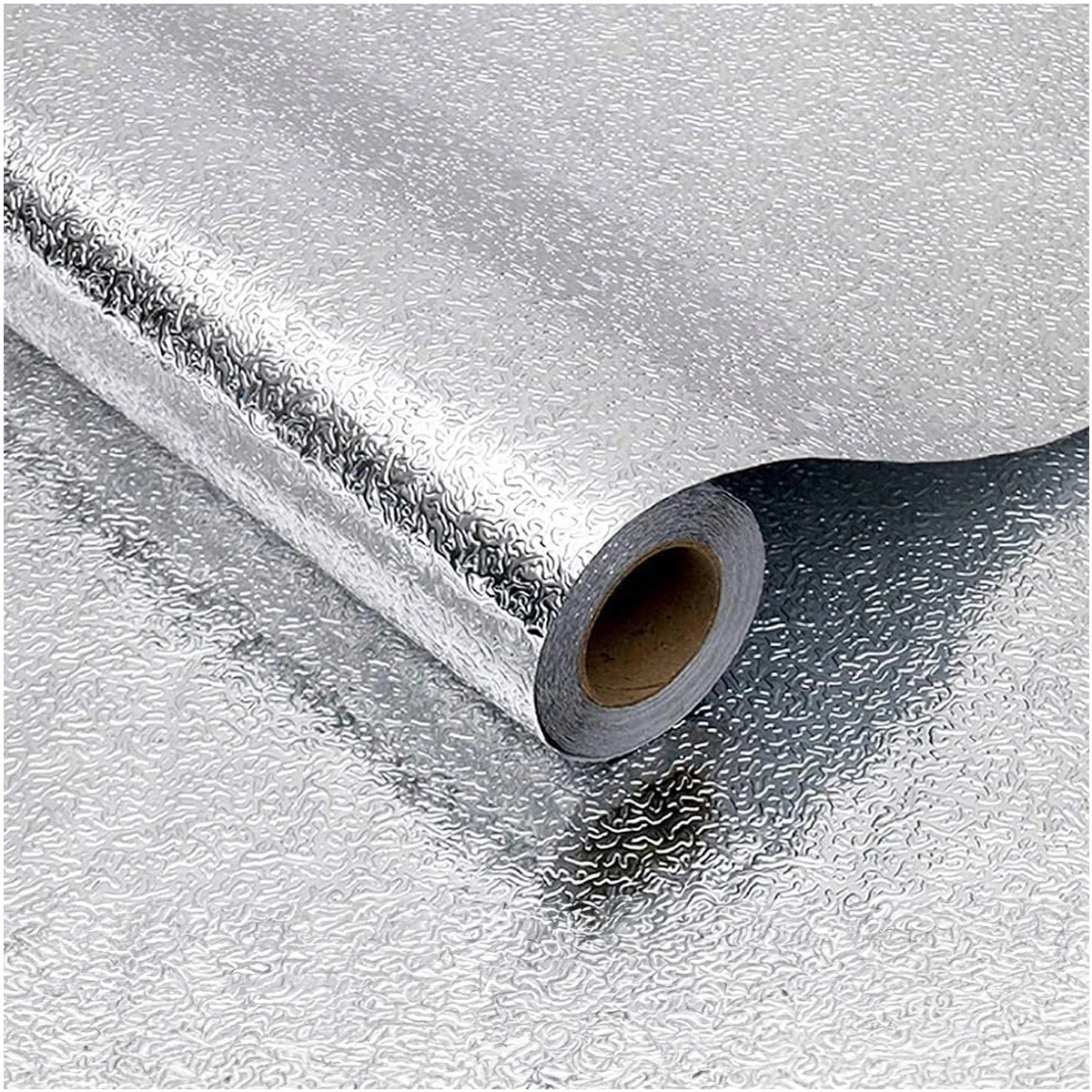 Zelfklevende aluminiumfolie 300x61 cm waterdichte beschermende keukenwand achterwand aanrecht anti-oliespatbescherming modern zilver interieurontwerp keuken renovatie praktische betrouwbare dagelijkse
