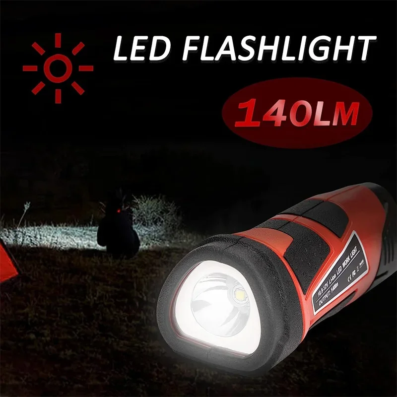 3W Handheld Emergency Flashlight LED Light for Milwaukee 10.8V 12V Li-ion Battery 140 lumen Portable Camping Work Lamp