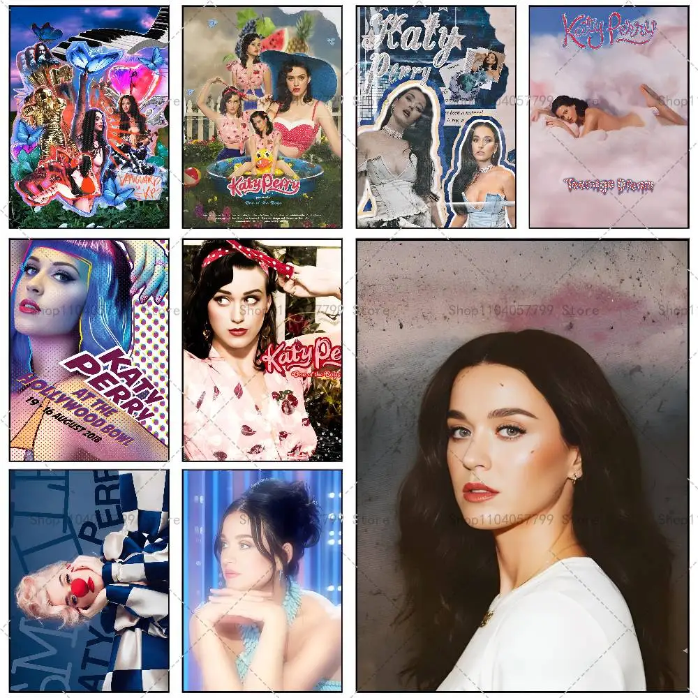 Sängerin K-Katy P-Perry Poster, selbstklebende Wandkunst, wasserfester Aufkleber für Bar-Raumdekoration, hochwertiger Druck, Geschenk